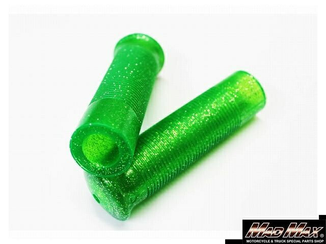 ジャックハマーグリップ グリーン/ラメ入りスケルトン 135mm 汎用 7/8インチ(22.2mm)ハンドル用