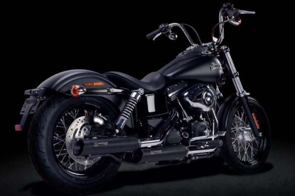 IRONHEAD アイアンヘッド 2本出し スリップオン マフラー HC1-3B マットブラック 400 mm HARLEY DAVIDSON DYNA STREET BOB UPPER+LOWER MUFFLER 2006-2016