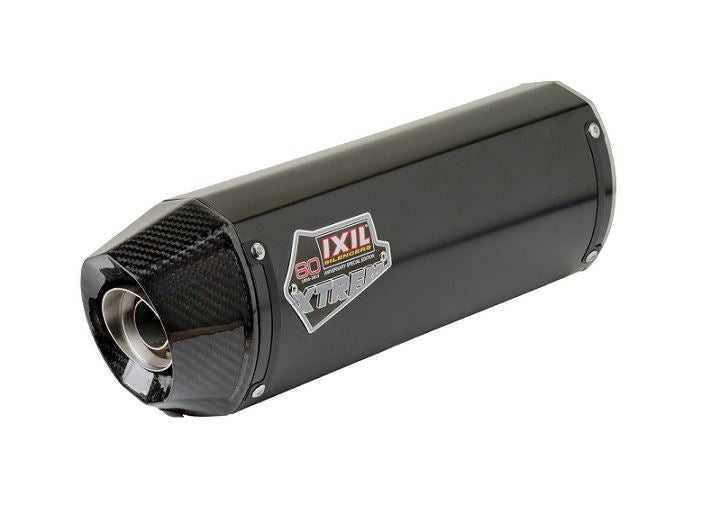 IXIL slip-on muffler, dual outlet, 393mm, black HT paint, XOVC oval 130x100mm, for TRX850 '97-00