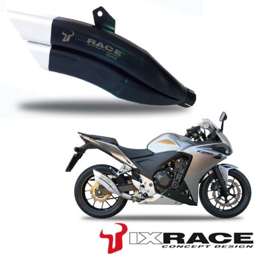IXRACEツインアップ スリップマフラー 375mm マットポリッシュ Z7B デュアル ラウンド 50mm CBR500R CB500X CB500F