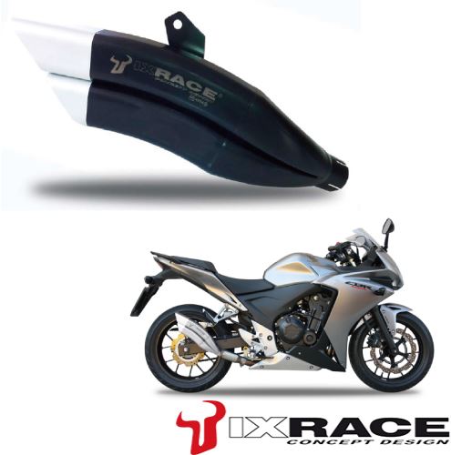IXRACEツインアップ スリップマフラー 375mm マットポリッシュ Z7B デュアル ラウンド 50mm CBR500R CB500X CB500F 2016