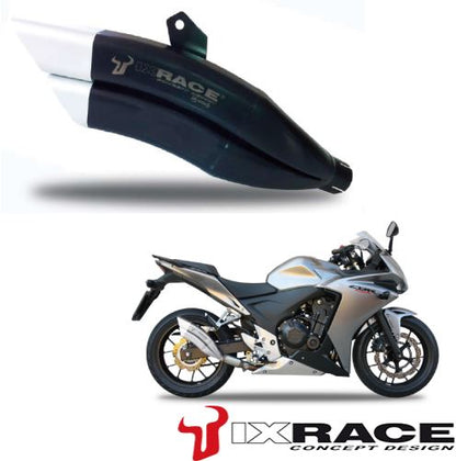 IXRACEツインアップ スリップマフラー 375mm マットポリッシュ Z7B デュアル ラウンド 50mm CBR500R CB500X CB500F 2016