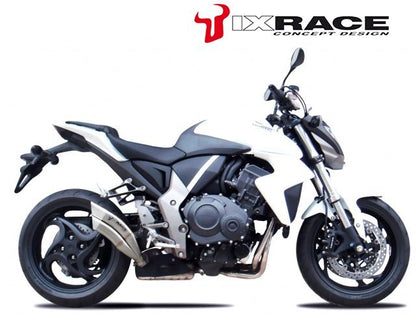 IXRACEツインアップ スリップマフラー 375mm マットポリッシュ Z7 デュアル ラウンド 50mm CB1000R '08-15