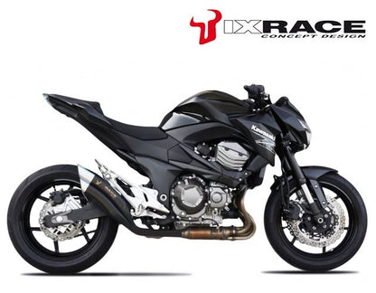 IXRACE ツインアップ スリップマフラー 375mm マットポリッシュ Z7B デュアル ラウンド 50mm Z800 e '13-14