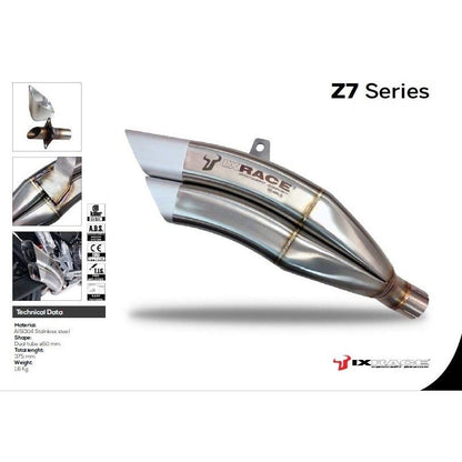 IXRACE Twin Up Slip-On Muffler 375mm Matte Polish Z7 Dual Round 50mm Z800 '13-14