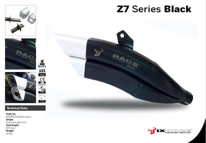IXRACE Twin Up Slip-on Muffler 375mm Matte Polish Z7B Dual Round 50mm Z750 '07-11