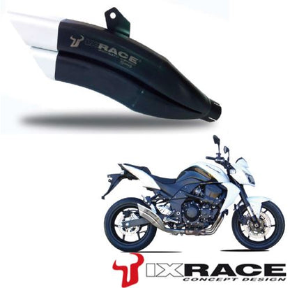 IXRACE Twin Up Slip-on Muffler 375mm Matte Polish Z7B Dual Round 50mm Z750 '07-11