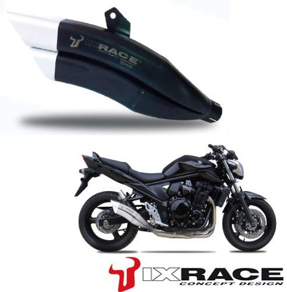 IXRACEツインアップ スリップマフラー 375 mm マットポリッシュ Z7B デュアルラウンド 50mm GSF650 バンディット ’09-14