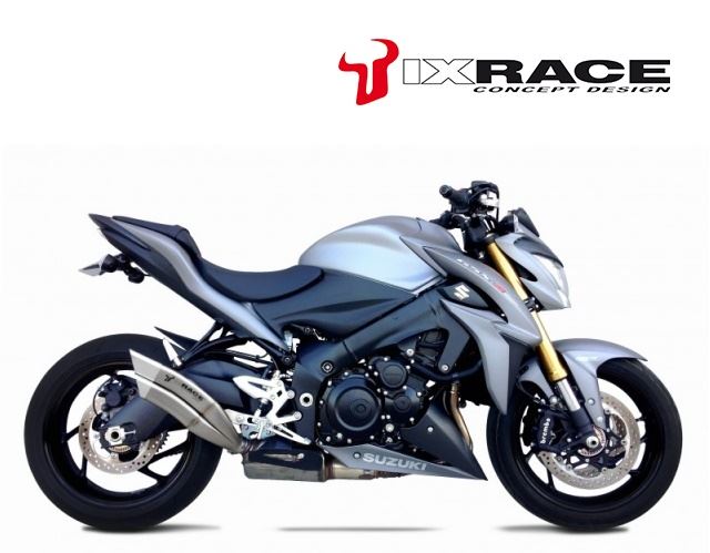 IXRACE Twin-Up Slip-On Muffler 375 mm Matte Polished Z7 Dual Round 50mm GSX1000S 2015