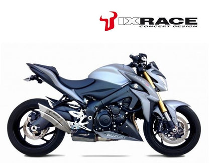 IXRACE Twin-Up Slip-On Muffler 375 mm Matte Polished Z7 Dual Round 50mm GSX1000S 2015