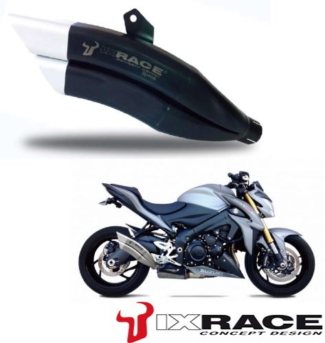IXRACEツインアップ スリップマフラー 375 mm マットポリッシュ Z7B デュアルラウンド 50mm GSX1000S 2015