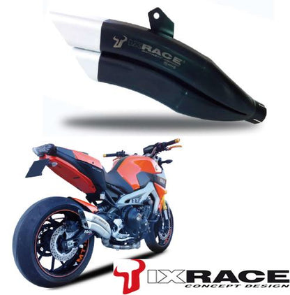IXRACE ツインアップ スリップマフラー 375 mm マットポリッシュ Z7B デュアルラウンド 50mm MT-09 '13-15/トレイサー 2015