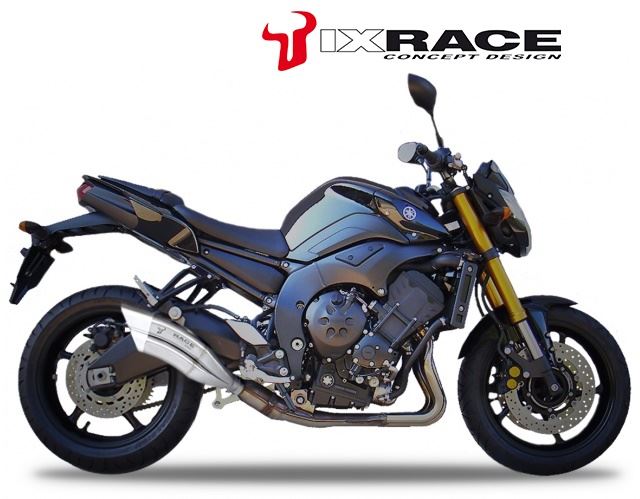 IXRACE Twin Up Slip-On Muffler 375mm Matt Polished Z7 Dual Round 50mm FZ8 '10-14