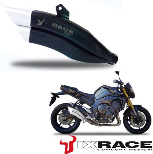 IXRACE Twin Up Slip-On Muffler 375 mm Matte Polish Z7B Dual Round 50mm FZ8 '10-14