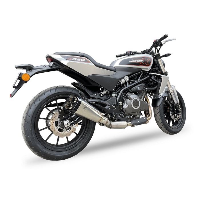 IXRACE スリップオンマフラー 375mm マットポリッシュ M9 ヘキサゴン デュアルエンド ハーレーダビッドソン X350