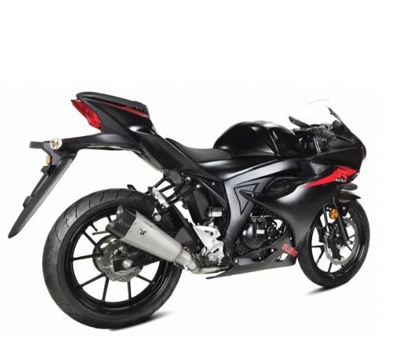 IXRACE フルEXマフラー 375 mm マットポリッシュ M10 ヘキサゴン デュアルエンド GSX-R 125/GSX-S 125 '17-'18