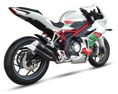 IXIL(イクシル) スリップオンマフラー 430mm ブラックHTペイント L3XB デュアルラウンド 50mm ベネリ TNT302