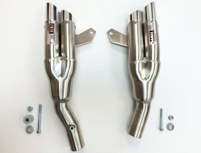 IXIL(イクシル) スリップオンマフラー 左右2本出し 305mm マットポリッシュ L2X デュアルラウンド 45mm Z1000 10-13 (ZR1000D)