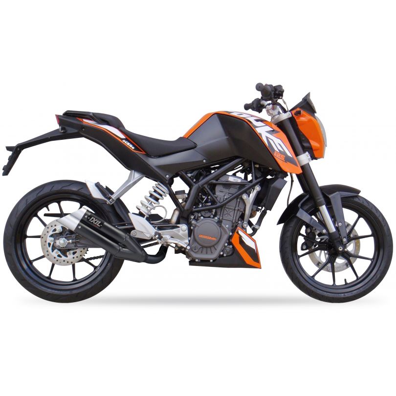 IXIL(イクシル) スリップオンマフラー 430mm ブラックHTペイント L3XB デュアルラウンド 50mm デューク125/250 11-16