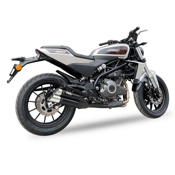 IXIL(イクシル) スリップオンマフラー ハイパーロー 430mm ブラックHTペイント L3XB デュアルラウンド 50mm ハーレーダビッドソン X350