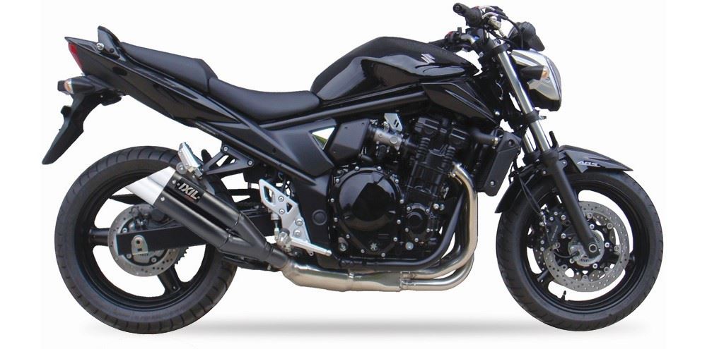 IXIL(イクシル) スリップオンマフラー 430mm ブラックHTペイント L3X デュアルラウンド 50mm GSX650F GSX1250N GSF1250N バンディット