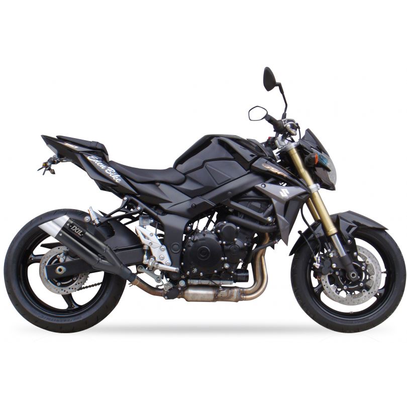IXIL(イクシル) スリップオンマフラー 430mm ブラックHTペイント L3XB デュアルラウンド 50mm GSR750 '11-16 GSX-S750 '17-20