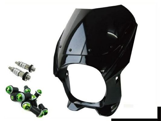 ビキニカウル 180φ M8取付けボルト/スクリーンボルトグリーン付属 ブラック 汎用