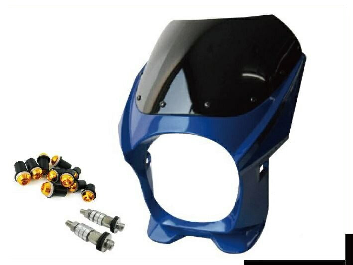 Bikini Cowl 180mm M8 Mounting Bolts/Screen Bolts Gold Included Blue Universal