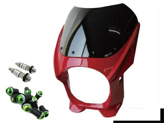 ビキニカウル 180φ M8取付けボルト/スクリーンボルトグリーン付属 レッド 汎用