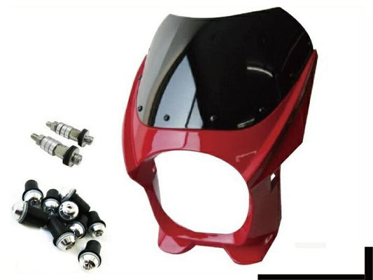 ビキニカウル 180φ M8取付けボルト/スクリーンボルトシルバー付属 レッド 汎用