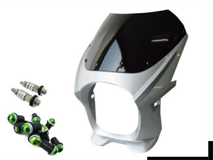 Bikini Cowl 180mm with M8 mounting bolts/green screen bolts included, silver, universal