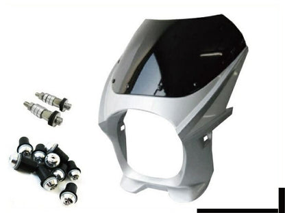 Bikini Cowl 180mm with M8 Mounting Bolts / Silver Screen Bolts Included, Silver, Universal