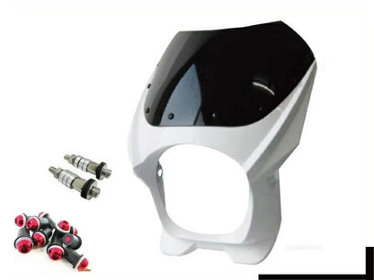 Bikini Cowl 180mm with M8 Mounting Bolts/Red Screen Bolts, White, Universal