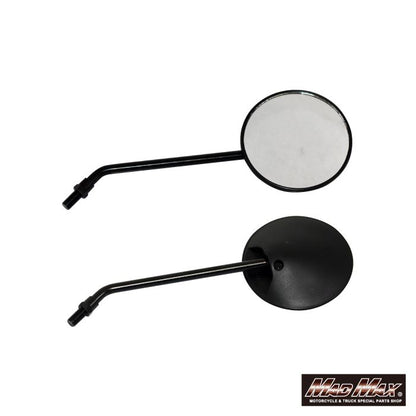 Round Mirror 10mm Black Universal Left/Right 2pcs