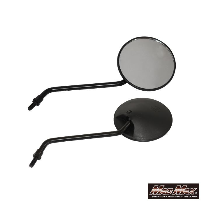 Round Mirror Z-shaped Stay 8mm Black Universal 2pcs