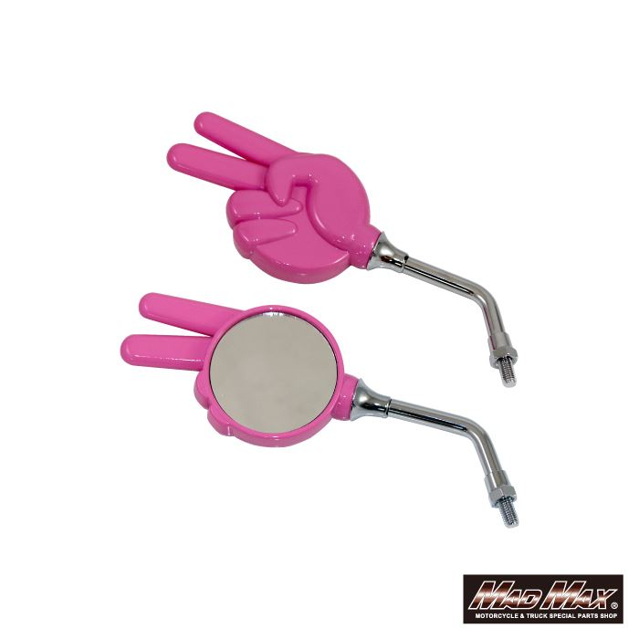 Mini Rock-Paper-Scissors Mirror, Standard Thread 8mm, Pink, Universal, Left and Right Set