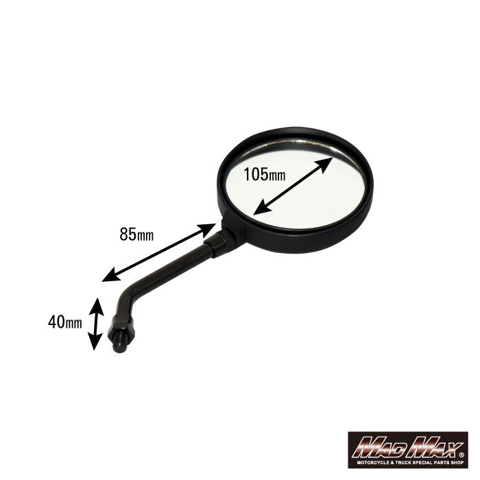 Z2 Type Mirror, Short Stem, 10mm, Black, Universal (for right-hand thread vehicles), 2 pcs.