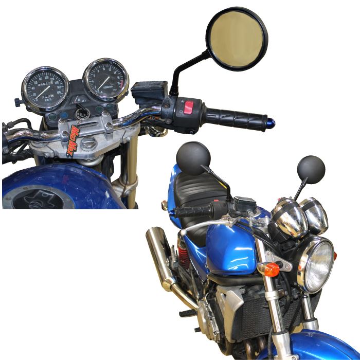 Z2 Type Mirror, Short Stem, 10mm, Black, Universal (for right-hand thread vehicles), 2 pcs.