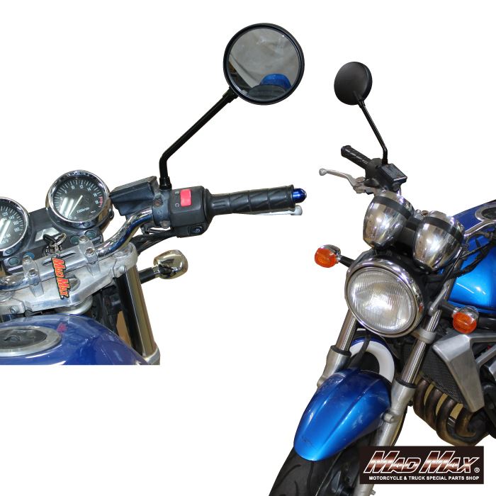 Z2 Type Mirror, Long Stay, 10mm, Black, Universal (for clockwise threaded vehicles), 2 pcs.