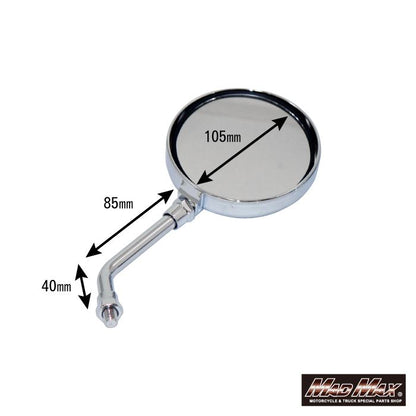 Z2 Type Mirror, Short Stem, 10mm, Chrome, Universal (for right-hand thread vehicles), Pair