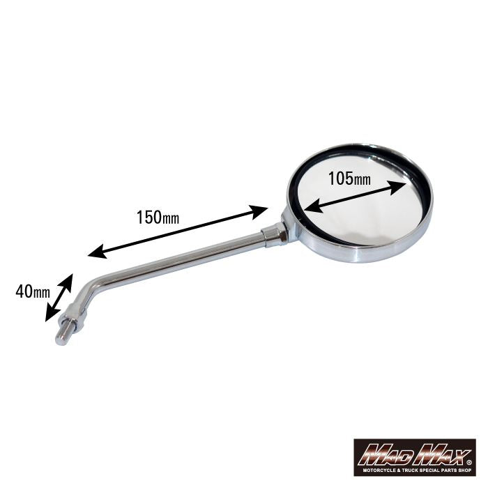 Z2 Type Mirror, Long Stay, 10mm, Chrome, Universal (for clockwise threaded vehicles), 2 pcs.