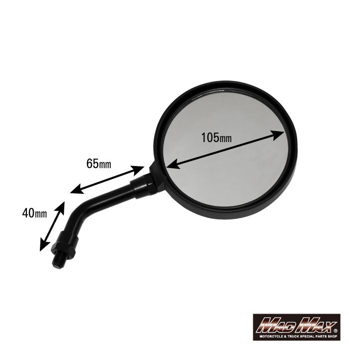 Z2タイプミラー ベリーショートステー 10mm ブラック 左右共通 汎用(正ネジ車) 2本入り