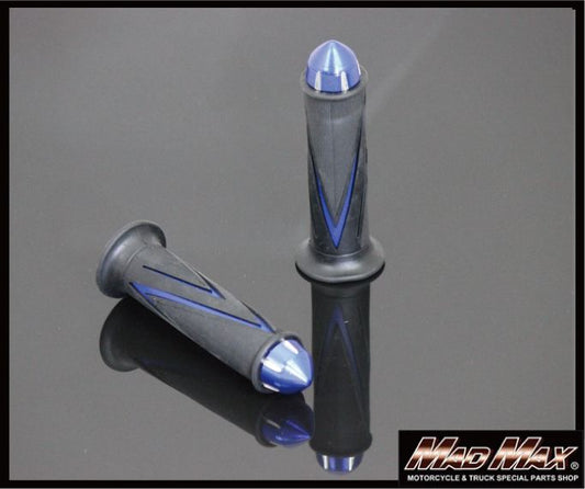 ハンドルグリップセット バーエンド付 QC-H-224 ブルー 14.5cm 汎用