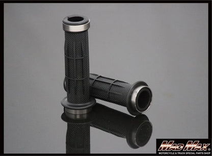 アルミ&ラバー ハンドルグリップ 貫通タイプ グレー 120mm 汎用 7/8インチ(22.2mm)ハンドル用