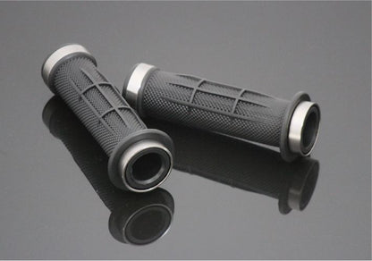 アルミ&ラバー ハンドルグリップ 貫通タイプ グレー 120mm 汎用 7/8インチ(22.2mm)ハンドル用