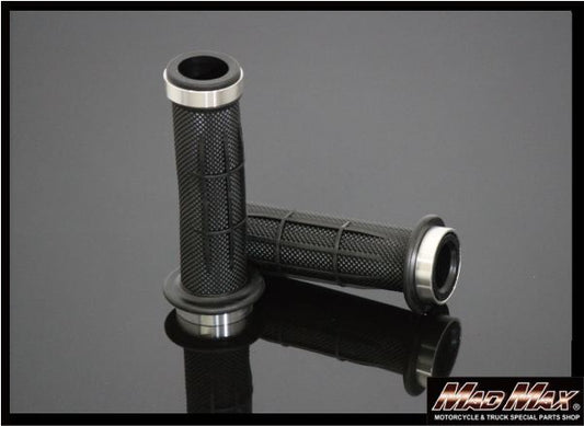 アルミ&ラバー ハンドルグリップ 貫通タイプ シルバー 120mm 汎用 7/8インチ(22.2mm)ハンドル用
