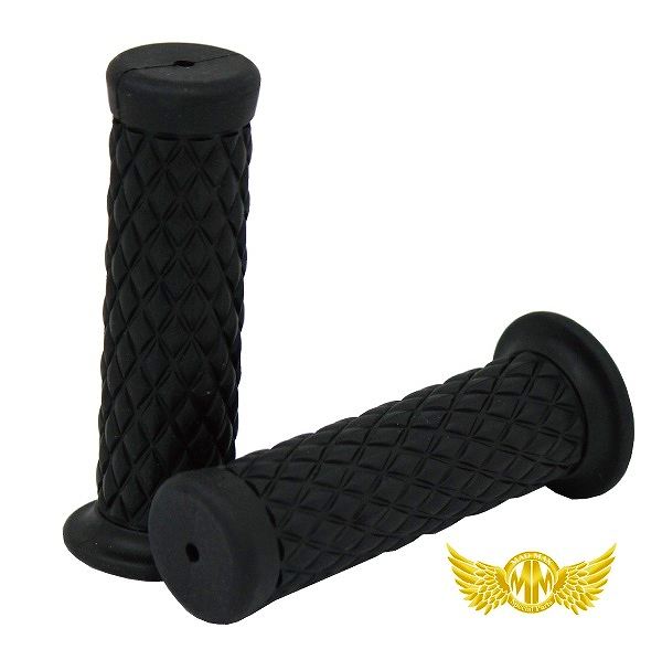Diamond Handle Grips - Non-Through Type, Black, 124mm, Universal, for 7/8 inch (22.2mm) Handlebars Only