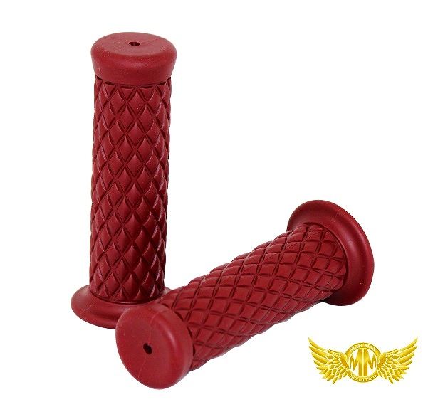 ダイヤハンドルグリップ 非貫通タイプ ブラウン 124mm 汎用 7/8インチ(22.2mm)ハンドル専用