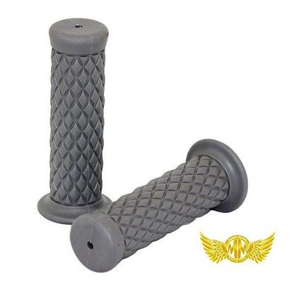 ダイヤハンドルグリップ 非貫通タイプ グレー 124mm 汎用 7/8インチ(22.2mm)ハンドル専用