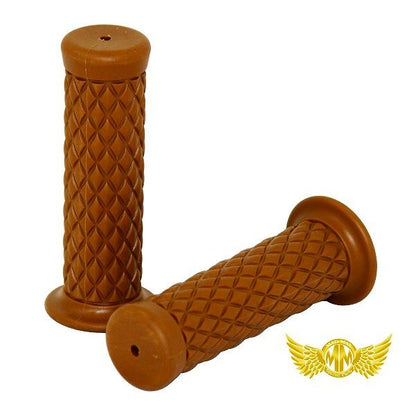 ダイヤハンドルグリップ 非貫通タイプ ライトブラウン 124mm 汎用 7/8インチ(22.2mm)ハンドル専用